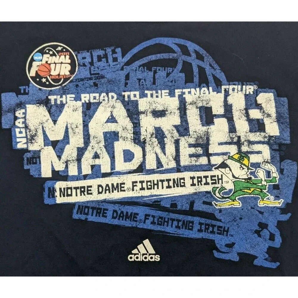 Adidas‎ Notre Dame Fighting Irish TShirt Large Navy 2011 March Madness Tee